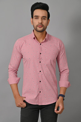 Tarun Collection Men Polka Print Casual Pink Shirt