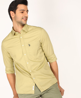 U.S. POLO ASSN. Men Solid Casual Beige Shirt