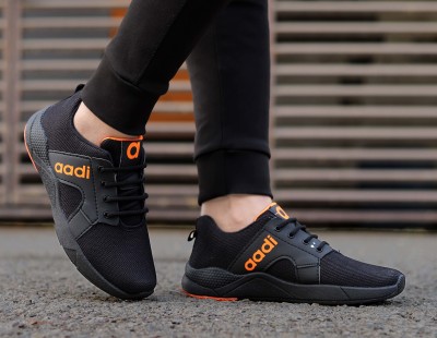 aadi Mesh Running Shoes For Men(Black, Orange)