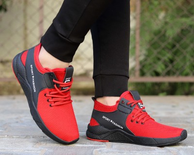 aadi Mesh | Ultralightweight| Premiun| Comfort| Summer Tendy| Outdoor| Running Shoes For Men(Red, Black)