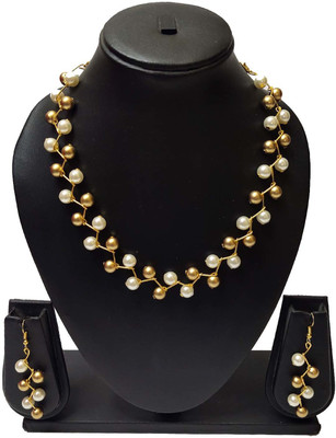PRAGATI Alloy White, Gold Jewellery Set(Pack of 1)