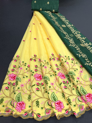 lalu creation Embroidered Semi Stitched Lehenga Choli(Yellow)