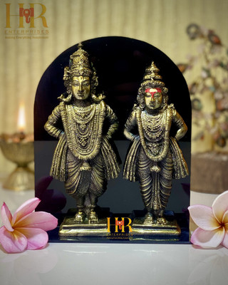 hr enterprises (VR 80B B.Gold) Vitthal Rukmini Statue,Vitthal Rukmani Stand,God Vitthal Rukmai. Decorative Showpiece  -  16 cm(Polyresin, Dark Green)