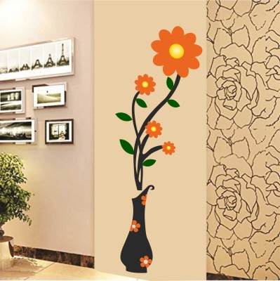 Azan Creation 33.02 cm Flower Pot Wall Sticker for Bedroom Size - 33X96 CM Self Adhesive Sticker(Pack of 1)