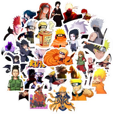 CLICKEDIN 10 cm 50 Pieces Naruto Theme Laptop Stickers for Laptop Car Bike and Cycle Self Adhesive Sticker(Pack of 1)