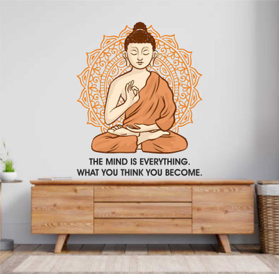 Azan Creation 48.26 cm Gautam Buddha Wall Sticker for Bedroom Size - 48X58 CM Self Adhesive Sticker(Pack of 1)
