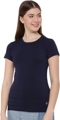 Dollar Missy Solid Women Round Neck Blue T-Shirt