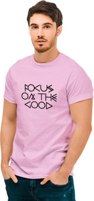 Alfaq Graphic Print Men Round Neck Pink T-Shirt