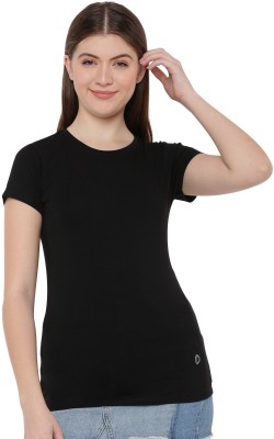 Dollar Missy Solid Women Round Neck Black T-Shirt