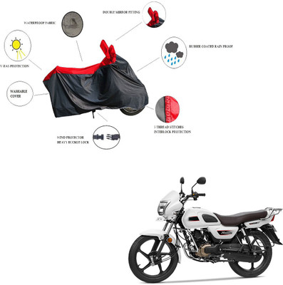 RiderShine Waterproof Two Wheeler Cover for TVS(Radeon, Black, Red)