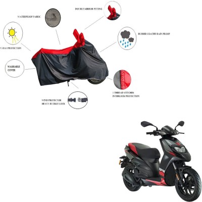 RiderShine Waterproof Two Wheeler Cover for Aprilia(SR 125, Black, Red)