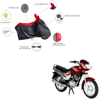 RiderShine Waterproof Two Wheeler Cover for TVS(Victor GLX, Black, Red)
