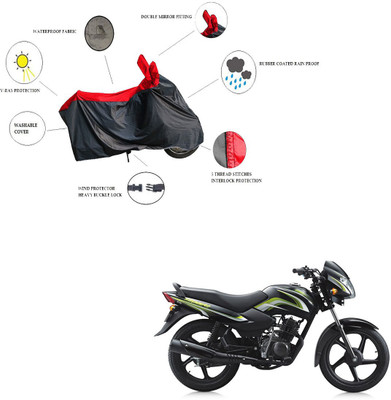 RiderShine Waterproof Two Wheeler Cover for TVS(Star Sport, Black, Red)