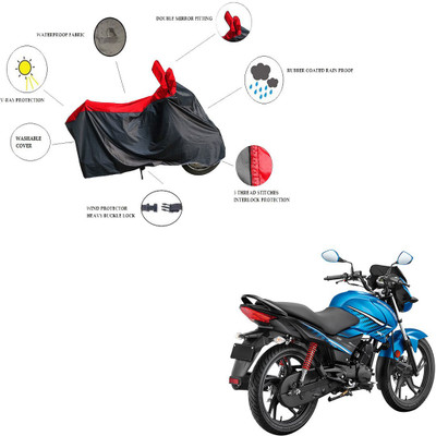 RiderShine Waterproof Two Wheeler Cover for Hero(Glamour Programmed FI, Black, Red)