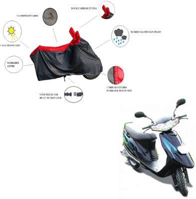 RiderShine Waterproof Two Wheeler Cover for TVS(Teenz, Black, Red)