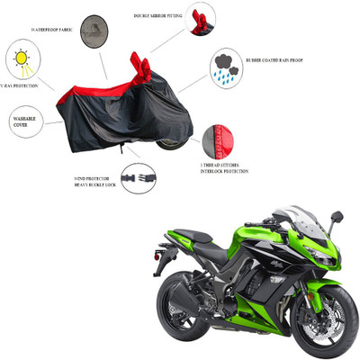 RiderShine Waterproof Two Wheeler Cover for Kawasaki(Ninja 1000, Black, Red)