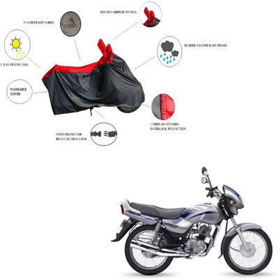 RiderShine Waterproof Two Wheeler Cover for TVS(Victor GLX, Black, Red)