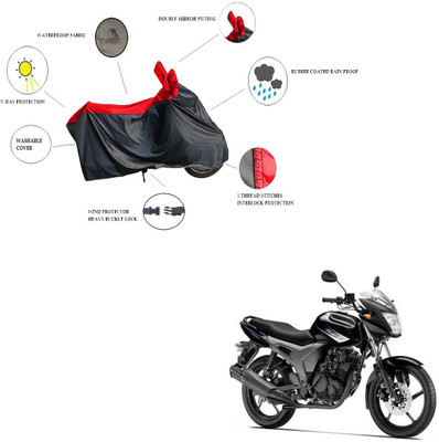 RiderShine Waterproof Two Wheeler Cover for Yamaha(SZ-S, Black, Red)