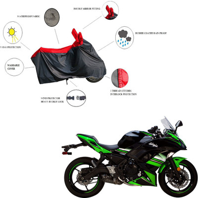 RiderShine Waterproof Two Wheeler Cover for Kawasaki(Ninja 650, Black, Red)