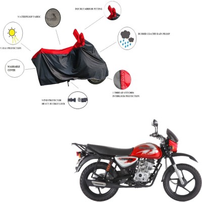 RiderShine Waterproof Two Wheeler Cover for Bajaj(Boxer BM 150, Black, Red)