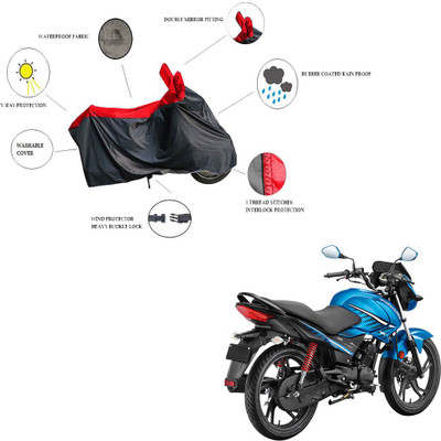 RiderShine Waterproof Two Wheeler Cover for Hero(Glamour FI, Black, Red)