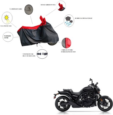 RiderShine Waterproof Two Wheeler Cover for Yamaha(VMAX, Black, Red)