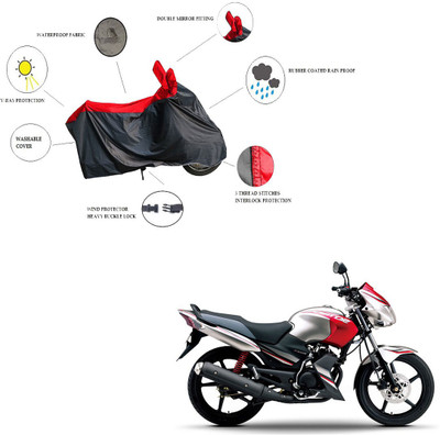 RiderShine Waterproof Two Wheeler Cover for Yamaha(Gladiator SS, Black, Red)