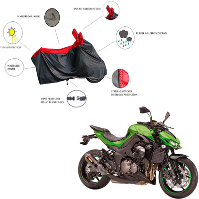 RiderShine Waterproof Two Wheeler Cover for Kawasaki(Z1000, Black, Red)