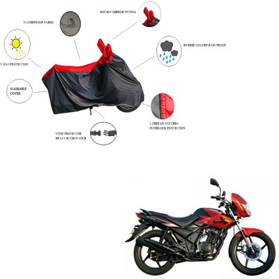 RiderShine Waterproof Two Wheeler Cover for TVS(Flame 125, Black, Red)