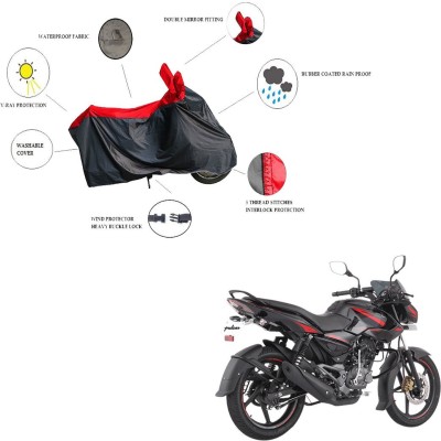 RiderShine Waterproof Two Wheeler Cover for Bajaj(Pulsar 135 LS DTS-i, Black, Red)