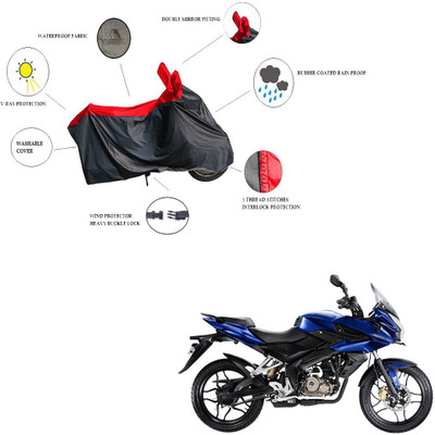 RiderShine Waterproof Two Wheeler Cover for Bajaj(Pulsar AS 150, Black, Red)