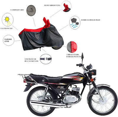 RiderShine Waterproof Two Wheeler Cover for Suzuki(Samurai, Black, Red)