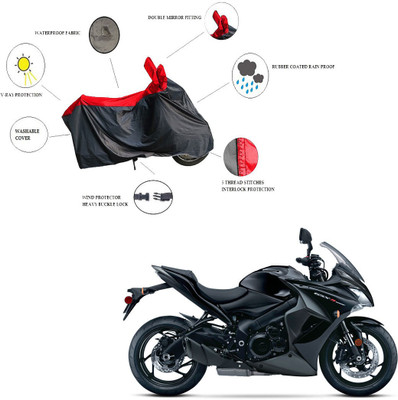 RiderShine Waterproof Two Wheeler Cover for Suzuki(GSX S1000F, Black, Red)