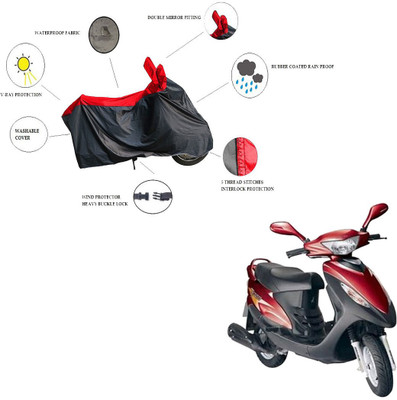 RiderShine Two Wheeler Cover for Kinetic(Nova, Black, Red)