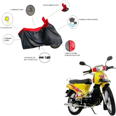 RiderShine Waterproof Two Wheeler Cover for Kinetic(K4, Black, Red)