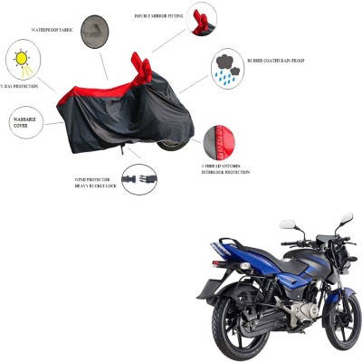 RiderShine Waterproof Two Wheeler Cover for Bajaj(Pulsar 200 NS DTS-i, Black, Red)