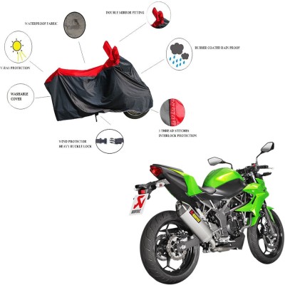 RiderShine Waterproof Two Wheeler Cover for Kawasaki(Z250, Black, Red)