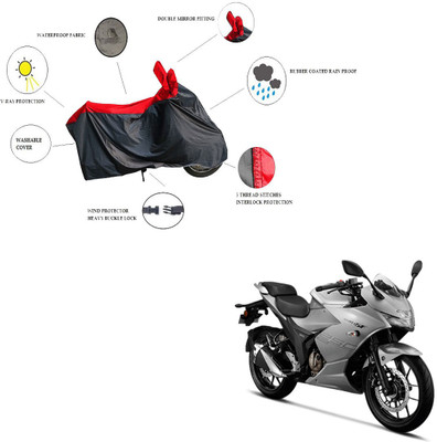 RiderShine Waterproof Two Wheeler Cover for Suzuki(Gixxer 250, Black, Red)