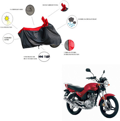 RiderShine Waterproof Two Wheeler Cover for Yamaha(YBR 125, Black, Red)