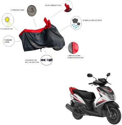 RiderShine Waterproof Two Wheeler Cover for Yamaha(Ray Z, Black, Red)