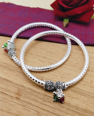 Qyuri Silver Red Green Color Graceful Women Anklets & Toe Rings Alloy Anklet(Pack of 2)