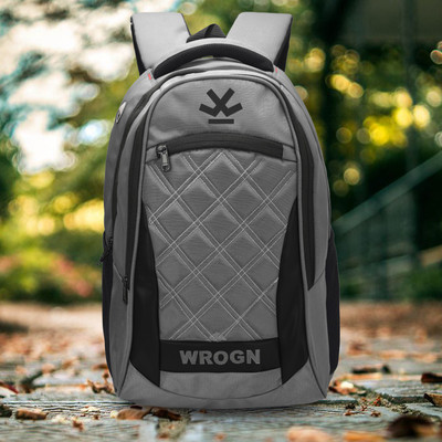 WROGN Casual Hustle 5.0 Padding Backpack with rain cover 38 L Laptop Backpack(Black, Grey)