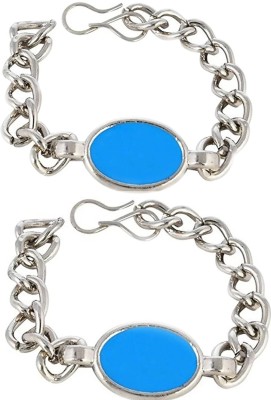 Shiv Alloy Turquoise Silver Bracelet(Pack of 2)