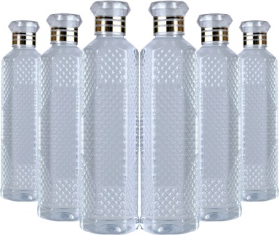 BOLDFIT Crystal Clear Water Bottle for Fridge for Home Office Gym School Boy Unbreakable 1000 ml Bottle(Pack of 6, Clear, Plastic)