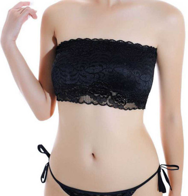 Vrishavahana Women Bandeau/Tube Lightly Padded Bra(Black)