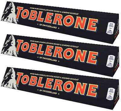 toblerone SWISS DARK CHOCOLATE WITH HONEY & ALMOND NOUGAT CHOCOLATE Bars