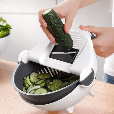 Amulakh by Amulakh 7 in 1 Multi Function Rotate Vegetable Cutter Veggie Shredder with Drain Basket Vegetable & Fruit Grater & Slicer(1 x Rotate Vegetable Cutter)