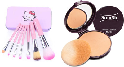 SumSh Compact Powder Mirror and Makeup Brushes 7 set(2 Items in the set)