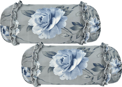 LCF Polycotton Bolsters Cover(40 cm*80 cm, Pack of 2, Grey, Blue)