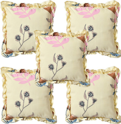 LTF Polycotton Cushions Cover(40 cm*40 cm, Pack of 5, Cream)